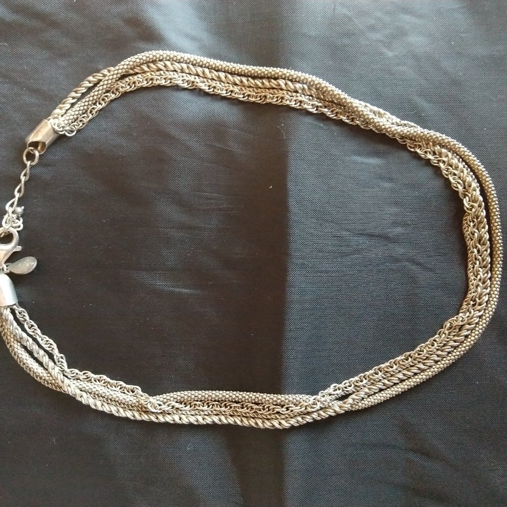 SILPADA Multi Strand Sterling Silver Necklace N1719 Oxidized Popcorn Rope